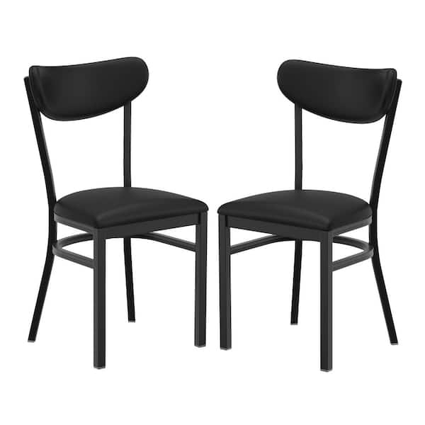 Wright Black Vinyl Padded Side Chair (Set of 2)