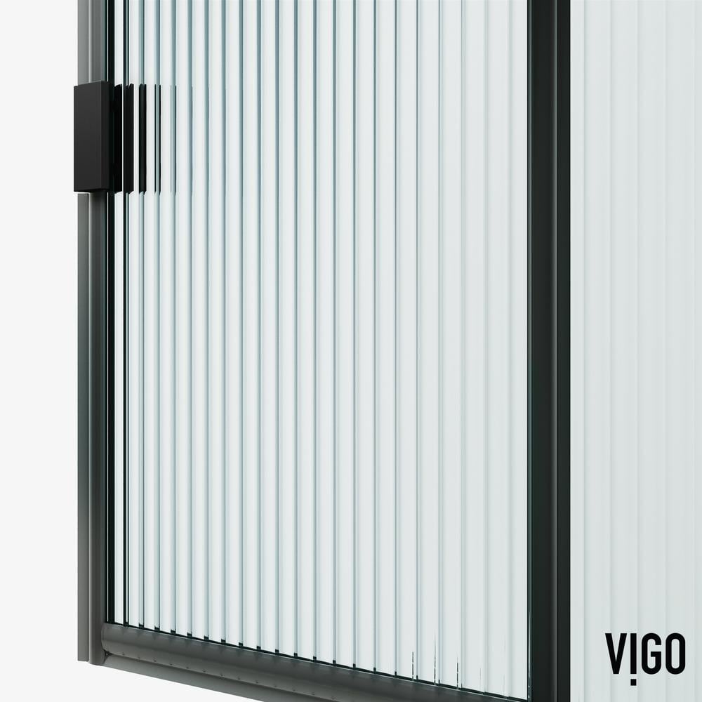Arden Matte Black 34" x 78" Framed Shower Screen with Fluted Glass