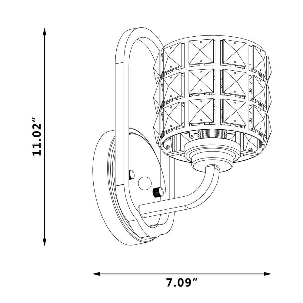 Matte Black Crystal Dimmable Vanity Sconce