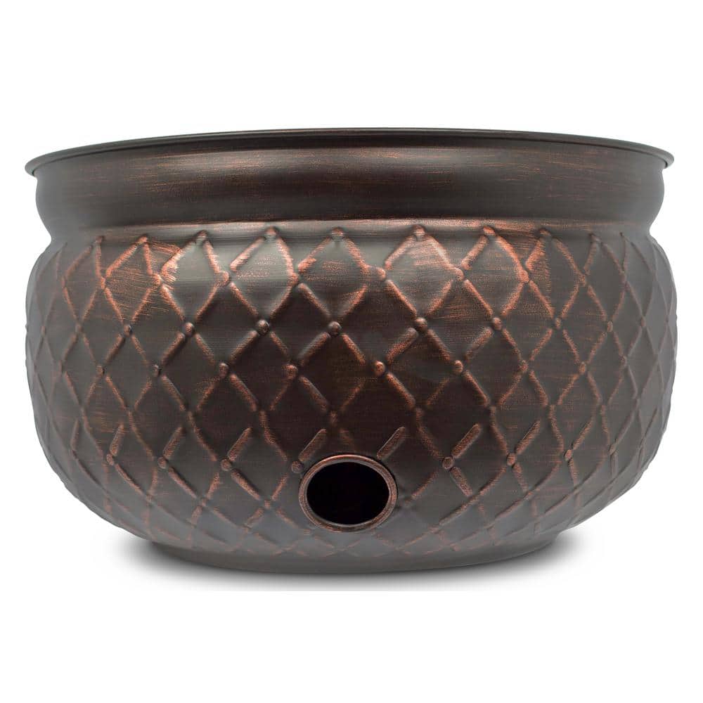 Brown Steel Water Hose Pot with Copper Accents