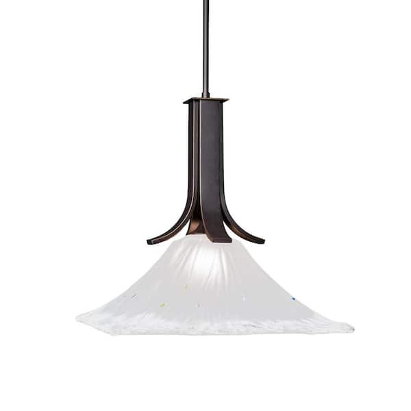 Unbranded Aspen 100-Watt 1-Light Dark Granite Shaded Mini Pendant Light with Glass Shade