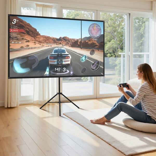 SKYSHALO Projector Screen with Stand, 80 in. 16:9 4K HD