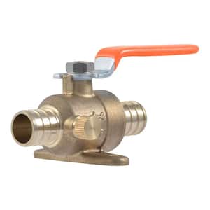 3/4 in. PEX Crimp Brass Ball Valve with Mounting Tabs and Drain