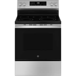30 in. 5 Burner Element Smart Free-Standing Electric Range in Stainless w/EasyWash Oven Tray & No-Preheat Air Fry