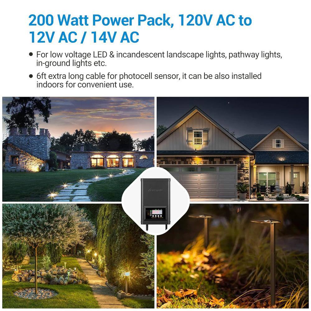 200W Stainless Steel Low Voltage Landscape Transformer with Timer