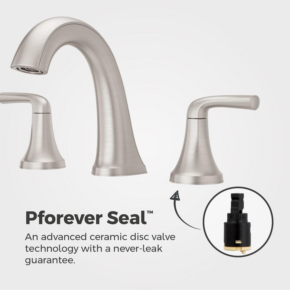 Spot Defense Brushed Nickel 8 in. Widespread Double Handle Bathroom Faucet