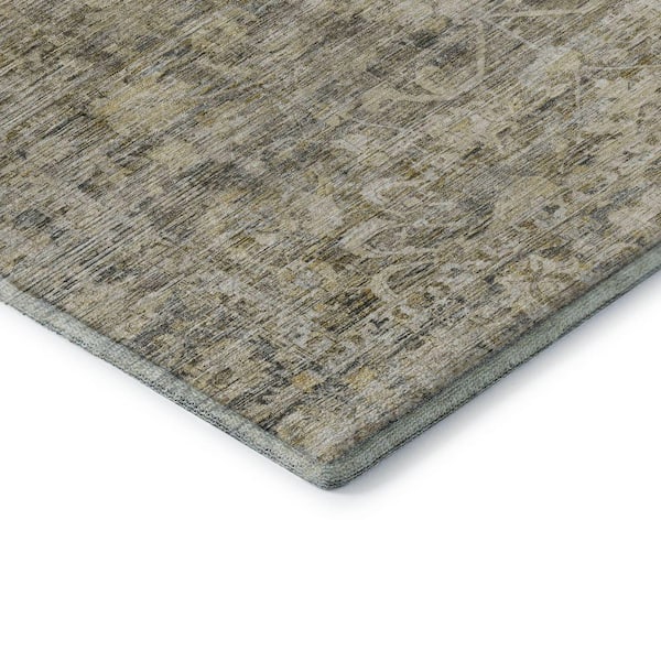 Mayfield Premium Machine Washable Abstract AMF1744 Pewter 2 ft. 3 in. x 7 ft. 6 in. Runner Rug