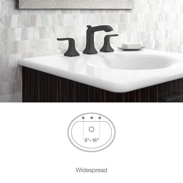 Matte Black Kohler Widespread Bathroom Faucets K R76216 4d Bl 1f 600 