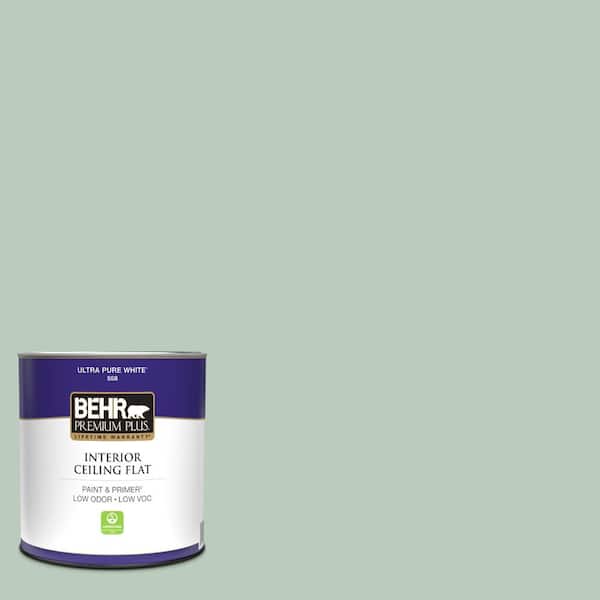 BEHR PREMIUM PLUS 1 qt. #MQ3-49 Jade Tinge Ceiling Flat Interior Paint