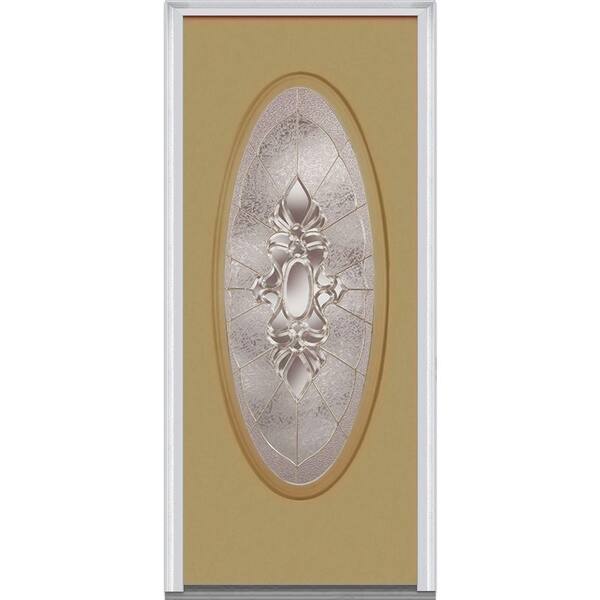 MMI Door 32 in. x 80 in. Heirloom Master Left-Hand Inswing Oval Lite Decorative Painted Fiberglass Smooth Prehung Front Door