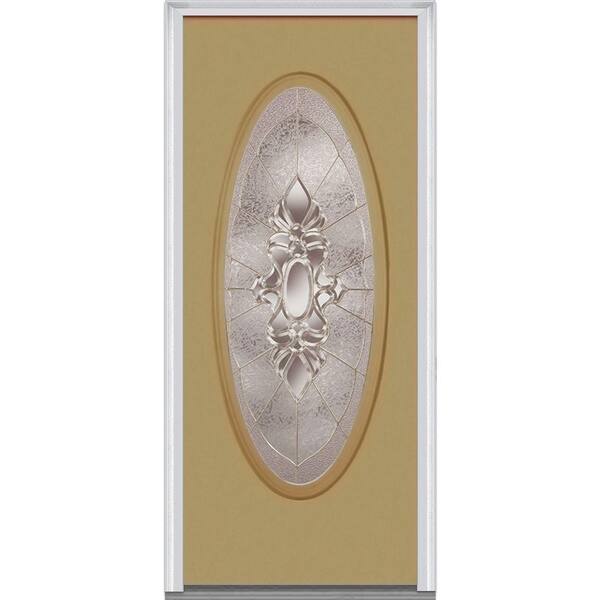 MMI Door 30 in. x 80 in. Heirloom Master Left-Hand Inswing Oval Lite Decorative Painted Steel Prehung Front Door