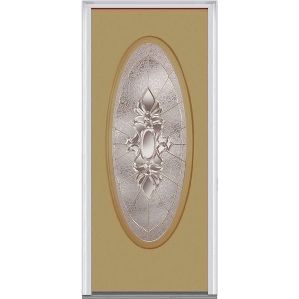 MMI Door 36 in. x 80 in. Heirloom Master Right-Hand Inswing Oval Lite Decorative Painted Steel Prehung Front Door