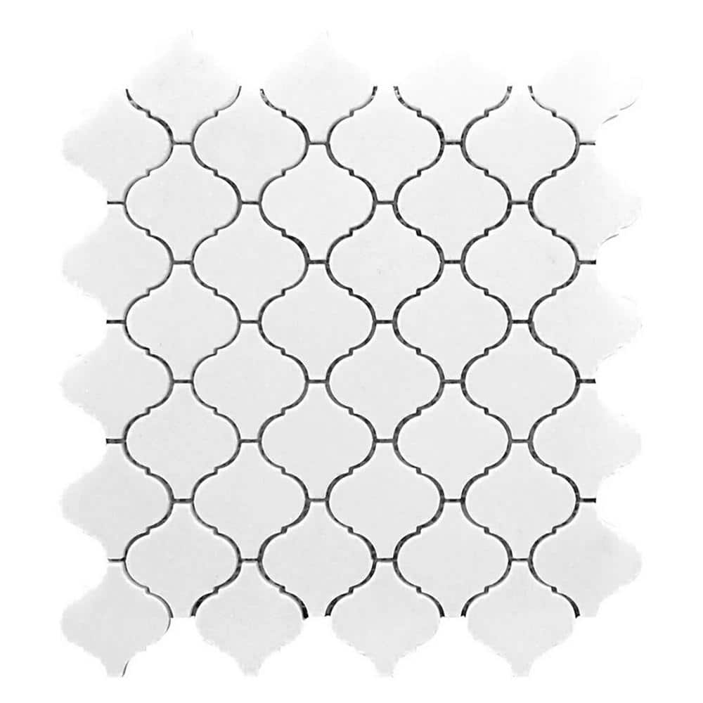 Nubes 4 in. x 5 in. Polished Snow White Marble Mosaic Arabesque Wall and Floor Tile Sample price history on PriceWatchPro