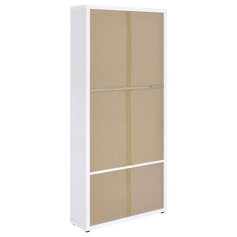 White and Light Brown Glass Door Curio Cabinet with Drawers