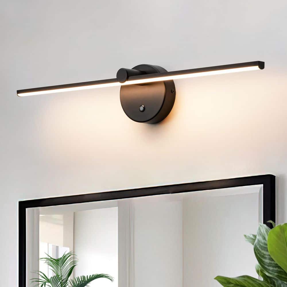 Gratitud 24 in. 1-Light Matte Black LED Vanity Light Bar with Strip Linear Rotating Light Rod price history on PriceWatchPro