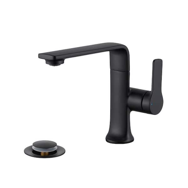 Varen Single Hole Single-Handle Bathroom Faucet with drain in Matte Black