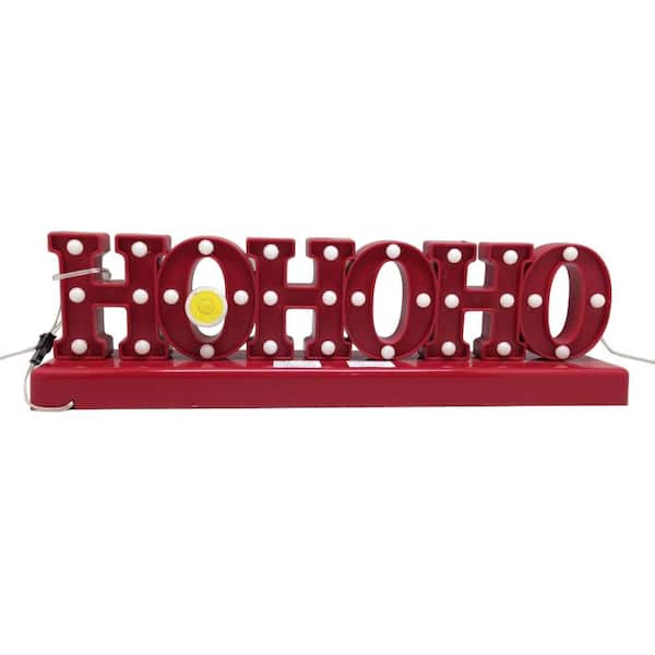 Home Accents Holiday Holiday 15.5 in. Plastic HOHOHO LED Sign