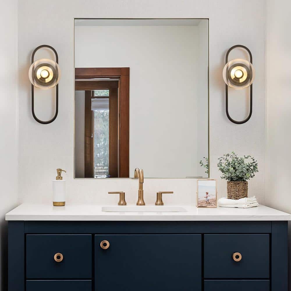 Matte Black Globe Glass Shade Wall Sconce Set