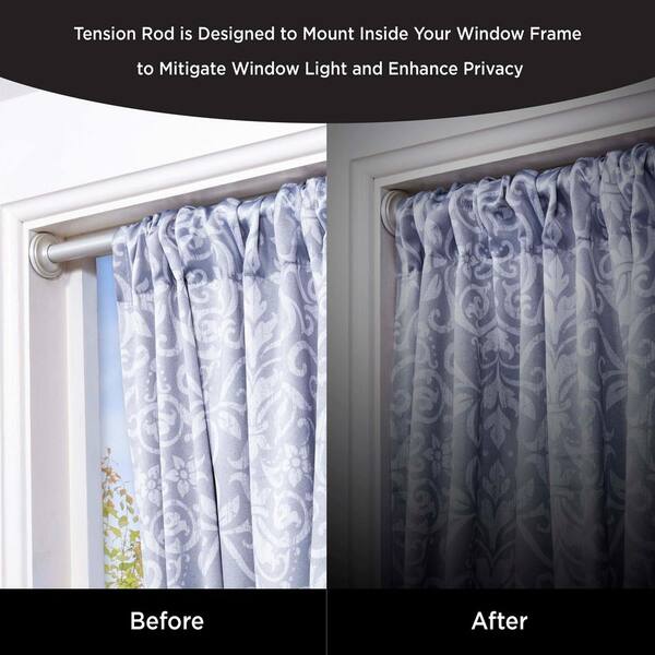 Eclipse 28 In 60 Tension Curtain Rod Silver Ec45056rem The Home Depot - How To Hang Curtains On Tension Rods