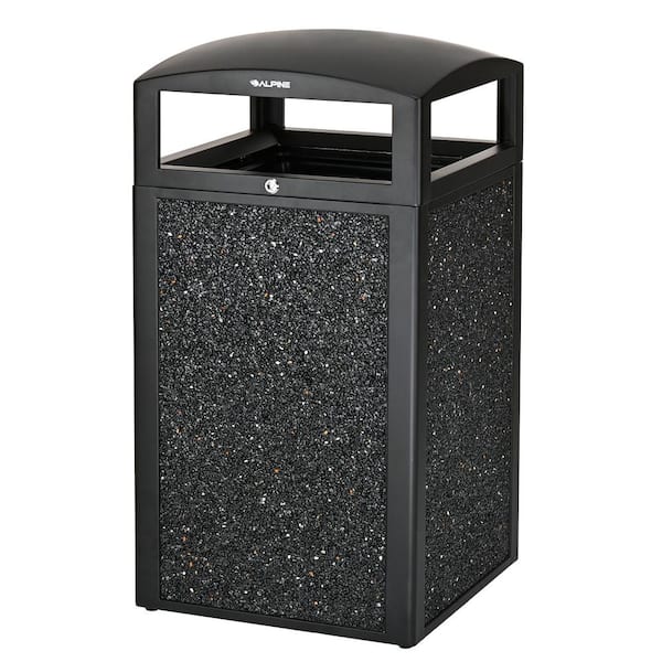 Photo 1 of 40 Gal. Gray Stone All-Weather Outdoor Commercial Trash Can with Lid