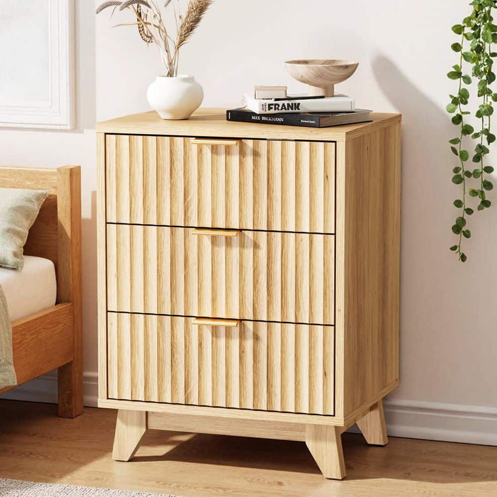 3 Drawer 17.72 in. W Nightstand with USB Port