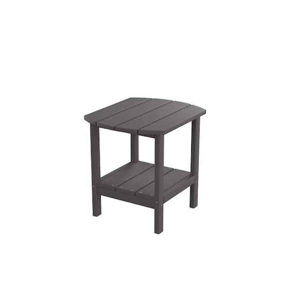 FORCLOVER Gray Square HDPE Plastic Adirondack Outdoor Side Table
