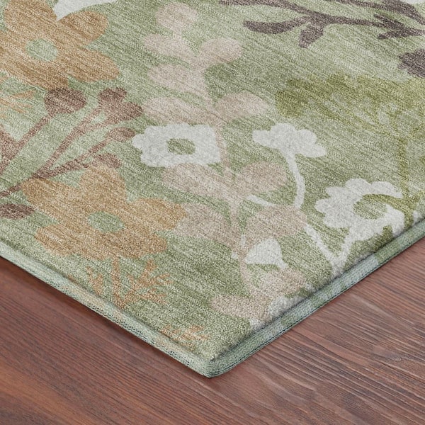 Mayfield Premium Machine Washable Abstract AMF2334 Aloe 3 ft. x 4 ft. Area Rug