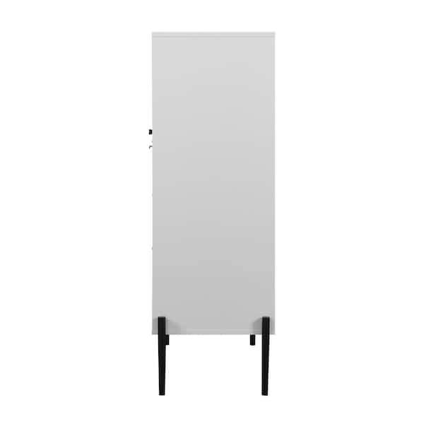 FUNKOL 33.46 in. x 15.74 in. x 47.2 in. White Particleboard Ready to Assemble Kitchen Cabinet w/1 Glass Door 3-Drawers & 1-Door
