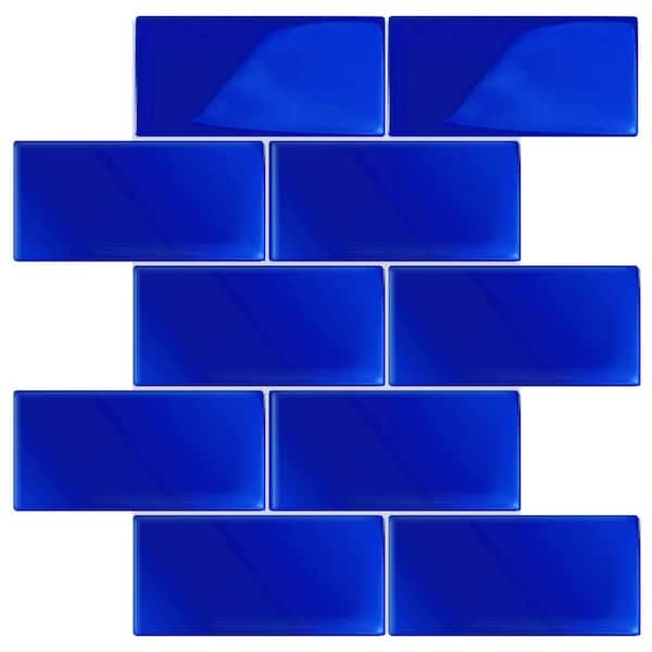 Apollo Tile Blue 3 in. x 6 in. Matte Finished Glass Mosaic Tile (5 sq ...