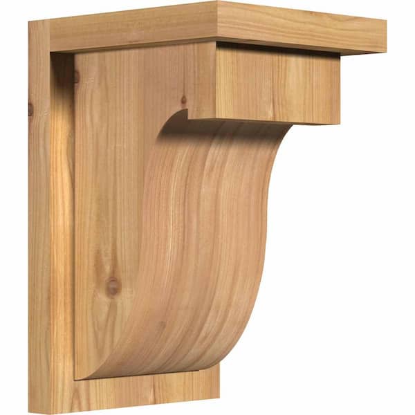 Ekena Millwork 7-1/2 in. x 8 in. x 12 in. Western Red Cedar Del Monte Smooth Corbel with Backplate