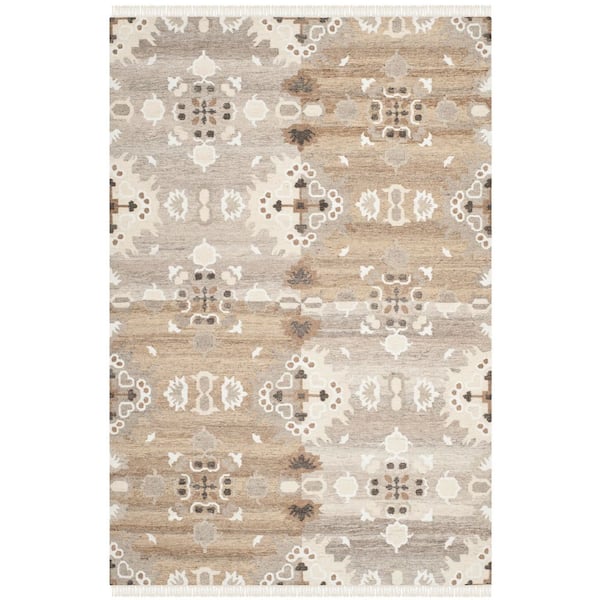 Natural Kilim 10 ft. x 14 ft. Gray/Multi Floral Area Rug