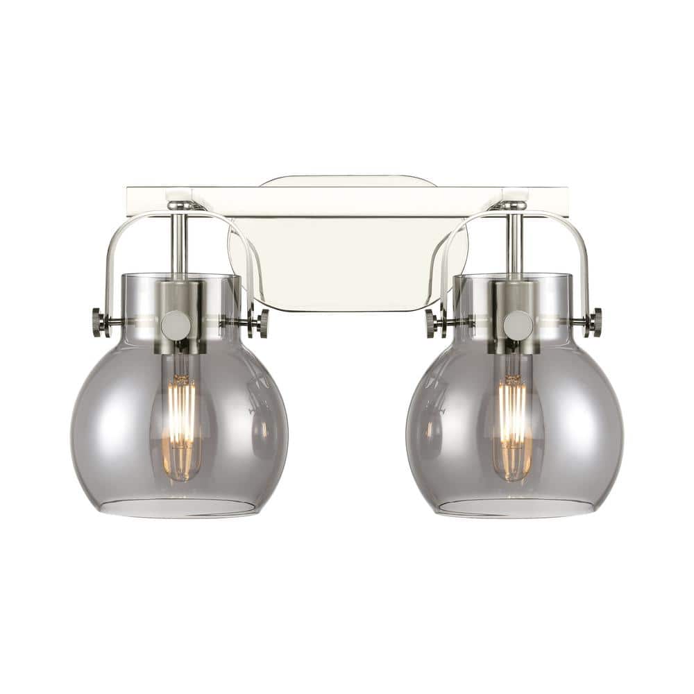 Pilaster II Sphere 17 in. 2-Light Polished Nickel Vanity Light with Black Glass Shade price history on PriceWatchPro