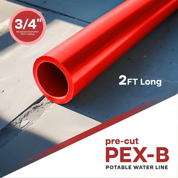 PLUMBFLEX 3/4 in. x 2 ft. PEX-B Tube Stick, Polyethylene Red Pex