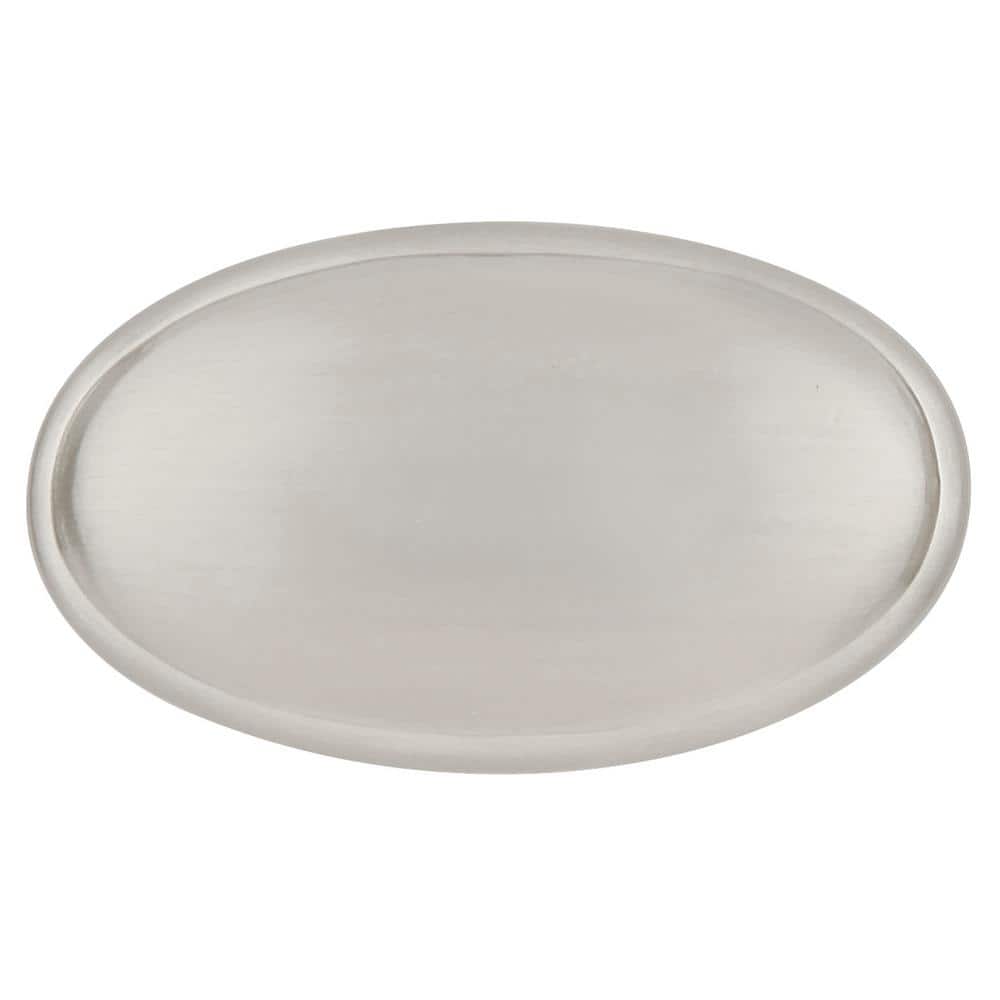 Oval Brushed Chrome Traditional Cabinet Knob with Mounting Hardware