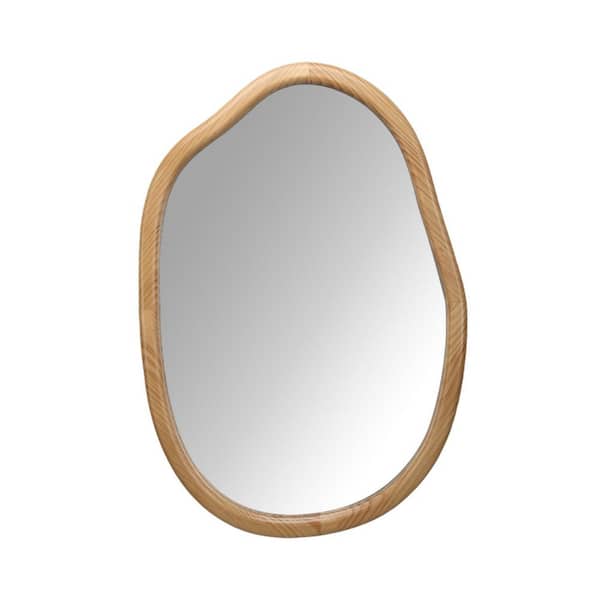 Unbranded Antique Natural 22 in W x 32 in. H Irregular Wavy Wood Framed Mirrors for Living Room Bathroom Bedroom Entryway Decor