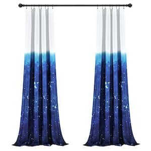 Make A Wish Space Star Ombre Window Curtain Panels Navy/White 52X84 Set