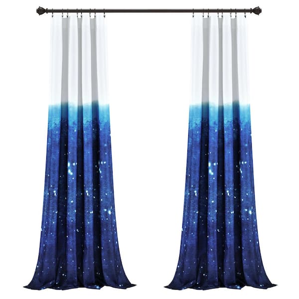 Lush Decor Make A Wish Space Star Ombre Window Curtain Panels Navy/White 52X84 Set