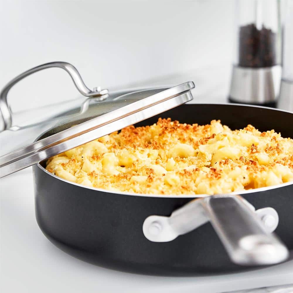 Black 5QT Non-Stick Aluminum Saute Pan with Lid