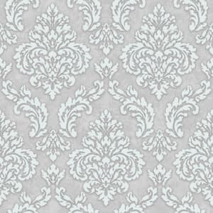 Grey Sahara Damask in Wallpaper