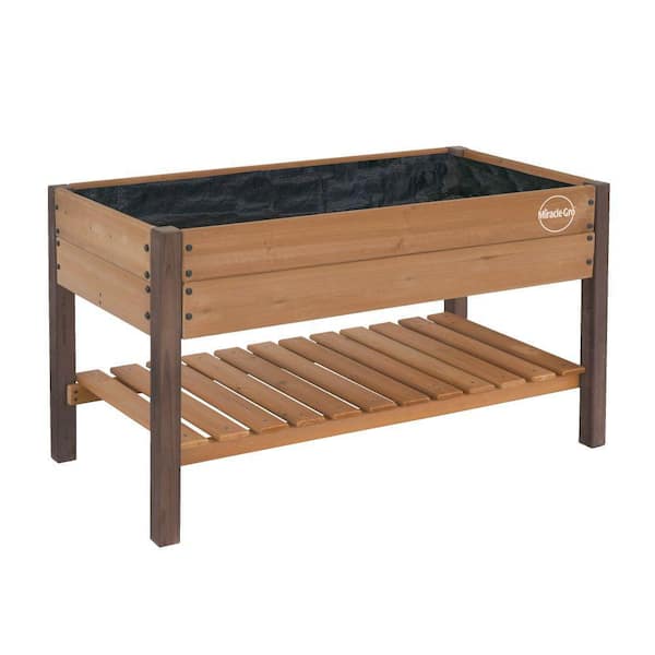 2 ft. x 4 ft. Wood Raised Garden Planter with Shelf