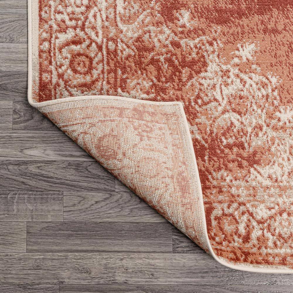 Peach/Ivory Reversible Rectangular Synthetic 4' x 6' Area Rug