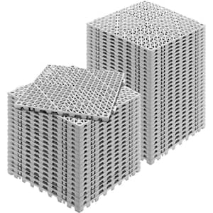 Interlocking Drainage Mat Tile Gray, 12 in. x 12 in. x 0.6 in. PVC Garage Flooring Tiles Case Tiles (50 sq. ft.)