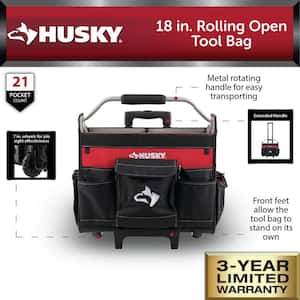 18 in. Rolling Open Tote Tool Bag with Extended Handle