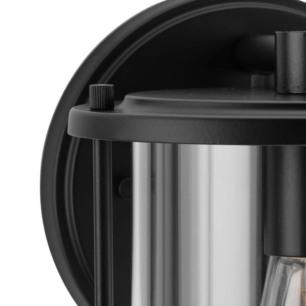 Matte Black and Clear Glass Cylinder Wall Sconce