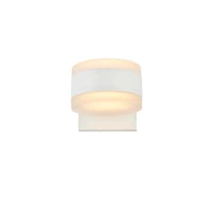 Timeless Home 1-Light Round White LED Outdoor Wall Sconce (5"W x 4.5"H x 6.75"E)