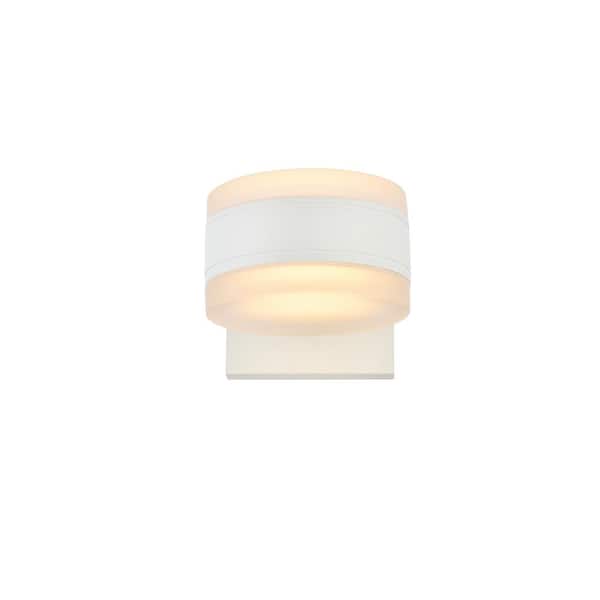 Unbranded Timeless Home 1-Light Round White LED Outdoor Wall Sconce (5"W x 4.5"H x 6.75"E)