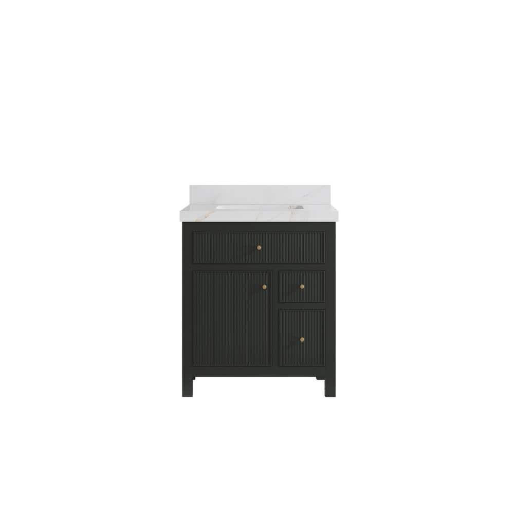 Sonoma 30 in. Single Sink Freestanding Black Top Bath Vanity with Calacatta Sienna Quartz Top Unassembled price history on PriceWatchPro