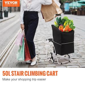220 lbs. Load Capacity Stair Climbing Cart with 50 L Waterproof Bag and Seat Folding Shopping Cart