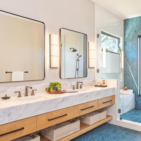 24 in. 1-Light Satin Nickel Dimmable LED Bath Vanity Light Bar with Glass Shade