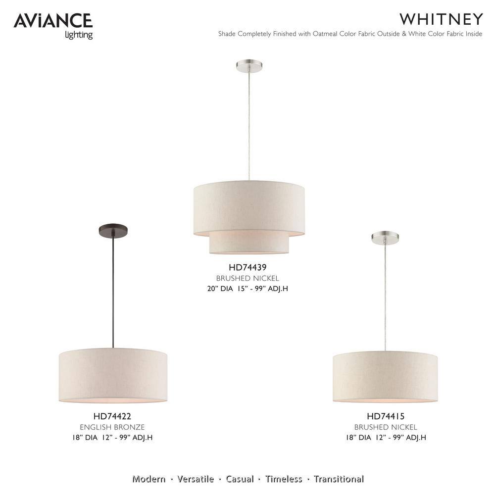 Contemporary Brushed Nickel 3-Light Indoor Drum Pendant